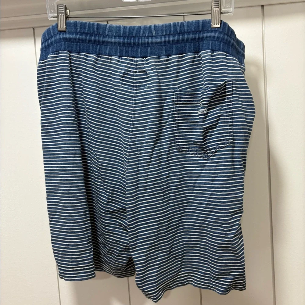 Armani Jean Navy Striped Fleece Drawstring Shorts Size Medium Pockets